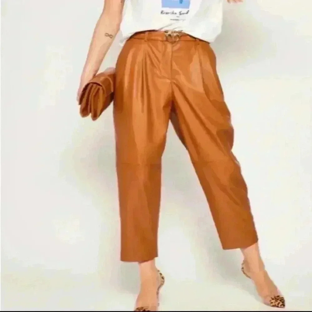 PINKO BROWN POLYURETHANE JEANS PANT size 10